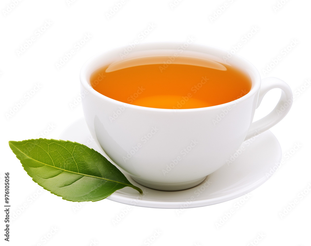 Cup of Green Tea With Leaf Isolated on Transparent Background Cup of Green Tea With Leaf Isolated on Transparent Background