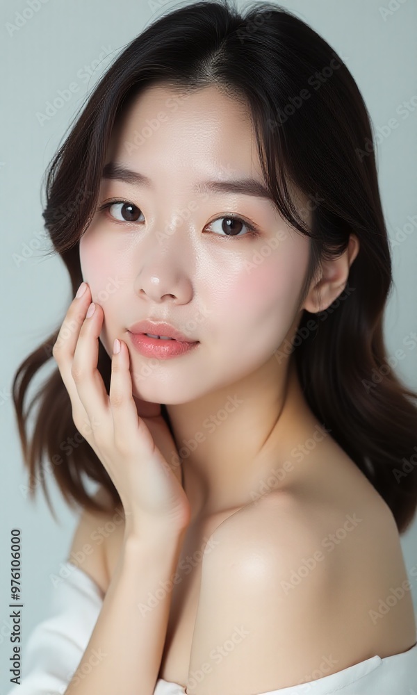 Beauty Korean Asian woman, looking at camera, clean background Beauty Korean Asian woman, looking at camera, clean background