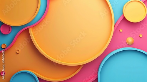 A colorful background with a yellow circle in the middle