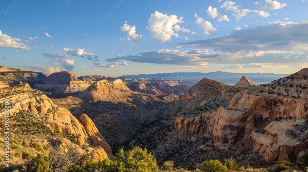 A scenic view of the Utah Mountains with rugged terrain and canyons A scenic view of the Utah Mountains with rugged terrain and canyons