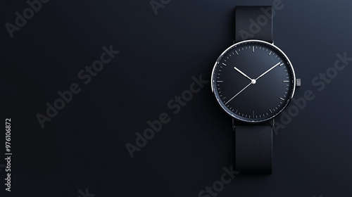 Wallpaper Mural Minimalist black wristwatch, sleek modern design on dark background with copy space Torontodigital.ca