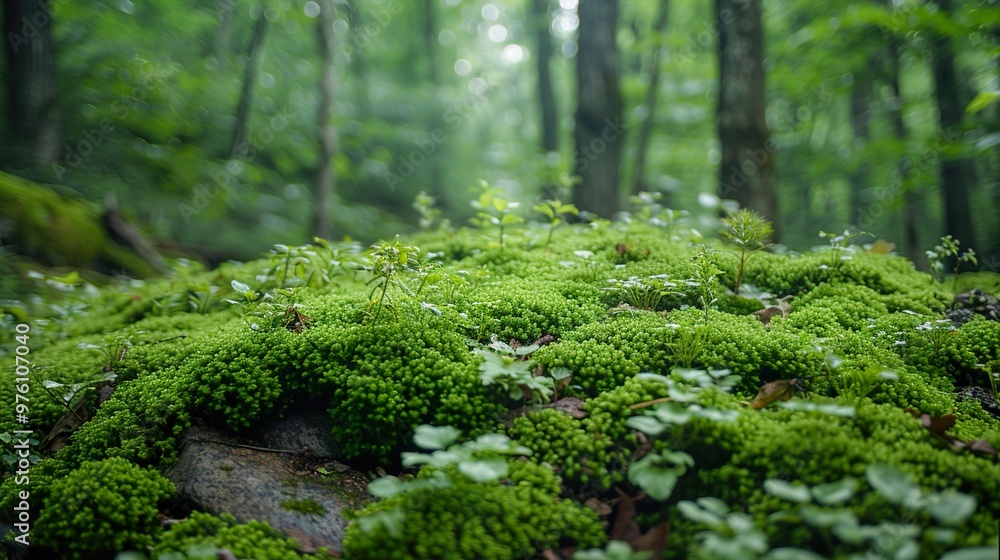 Lush Green Moss Covering Forest Floor Lush Green Moss Covering Forest Floor
