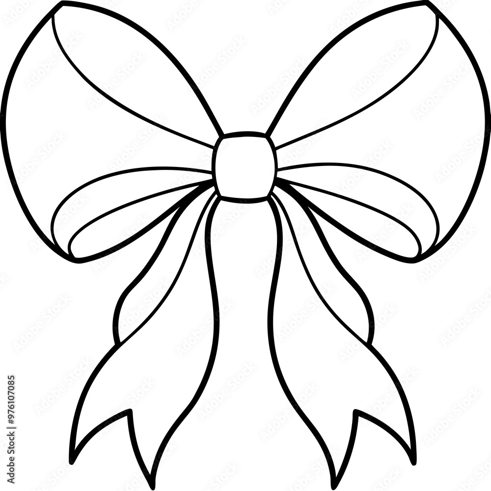 A large, decorative bow with detailed loops and ribbon tails vector A large, decorative bow with detailed loops and ribbon tails vector