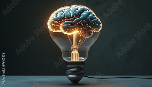 Afrofuturism Light Bulb with Brain in Hyperrealist Style, AI-Generated Masterpiece photo