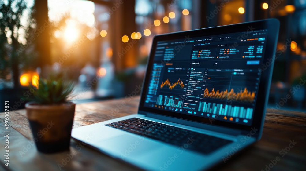 A business owner reviewing sales on their e-commerce dashboard, analyzing performance and customer trends. A business owner reviewing sales on their e-commerce dashboard, analyzing performance and customer trends.