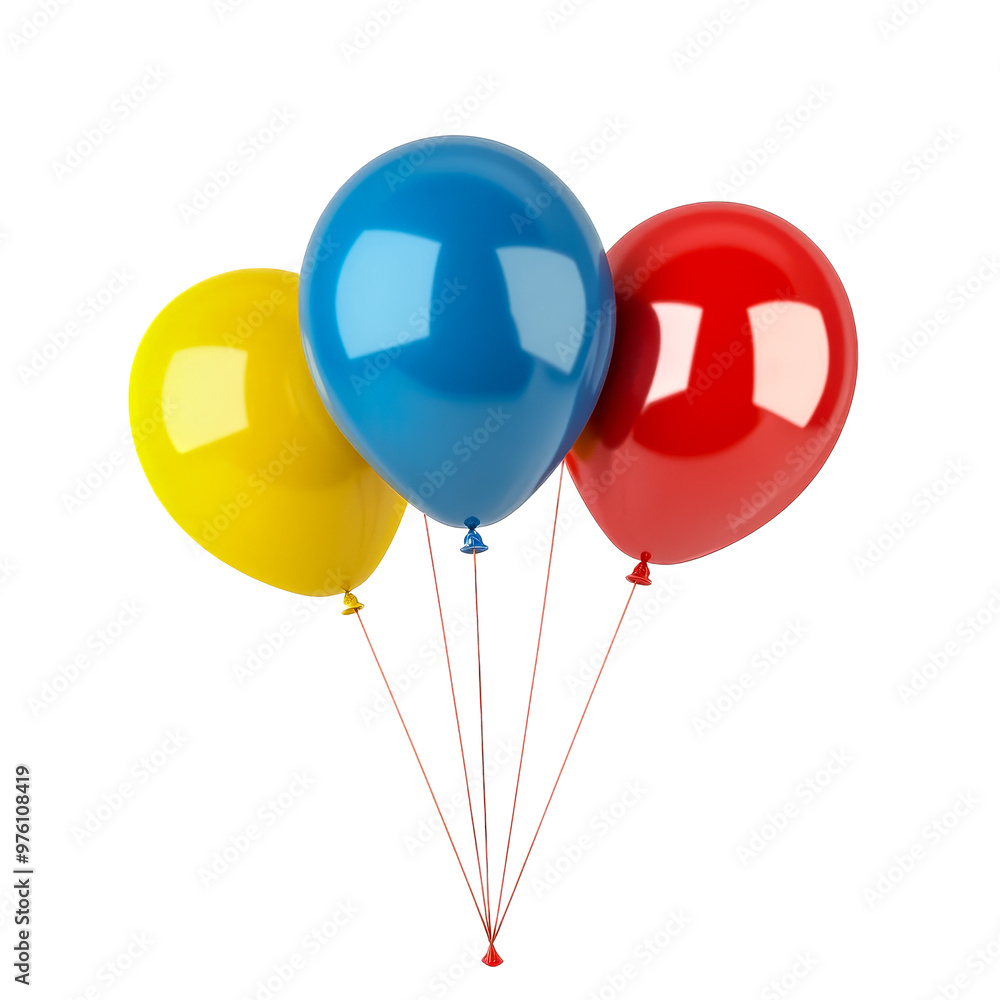Bunte Luftballons, freigestellt vor transparentem Hintergrund, Generative AI