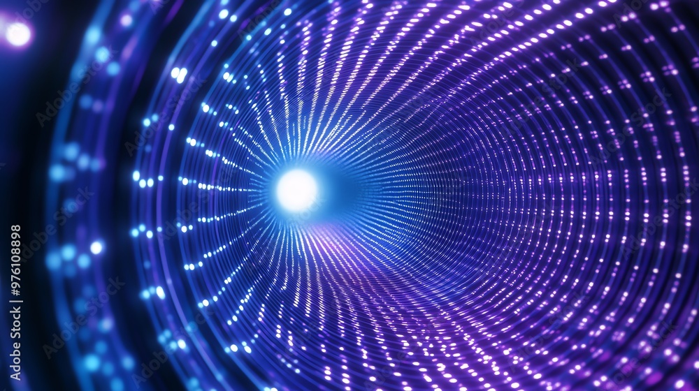 A vibrant abstract tunnel of light with glowing dots, creating a dynamic sense of movement and depth. A vibrant abstract tunnel of light with glowing dots, creating a dynamic sense of movement and depth.