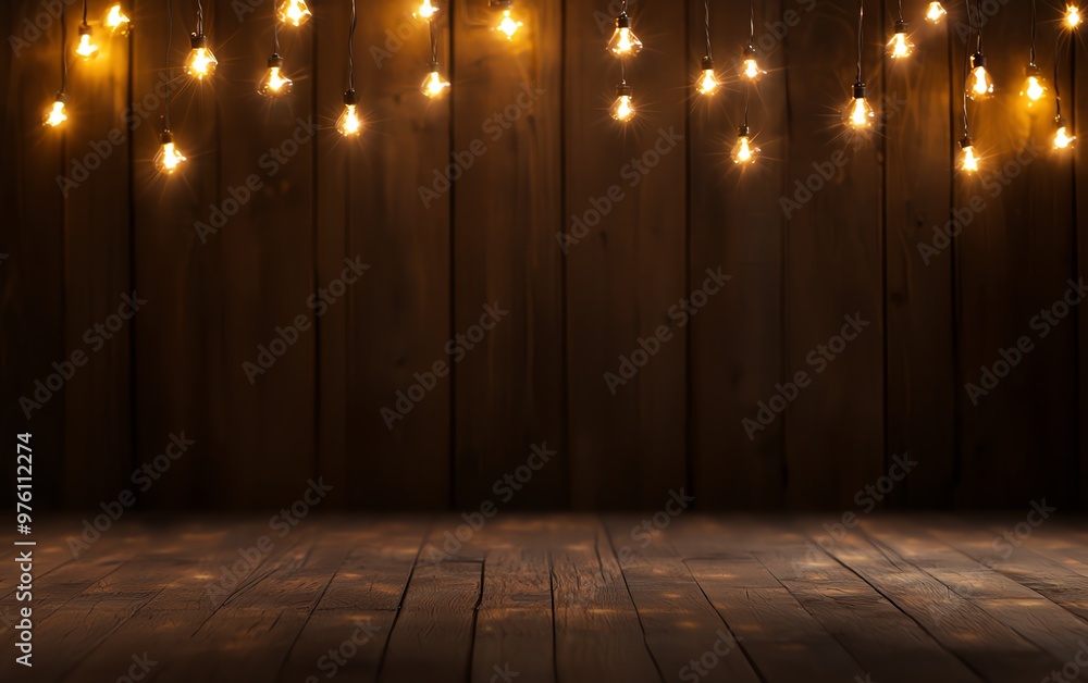 A warm and inviting backdrop of wooden panels illuminated by twinkling lights, perfect for cozy gatherings or festive occasions. A warm and inviting backdrop of wooden panels illuminated by twinkling lights, perfect for cozy gatherings or festive occasions.