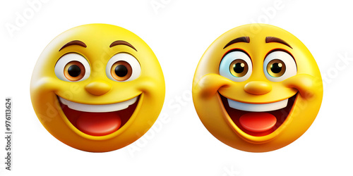 Wallpaper Mural two happy emoticon, 3d yellow smiley emoji Torontodigital.ca