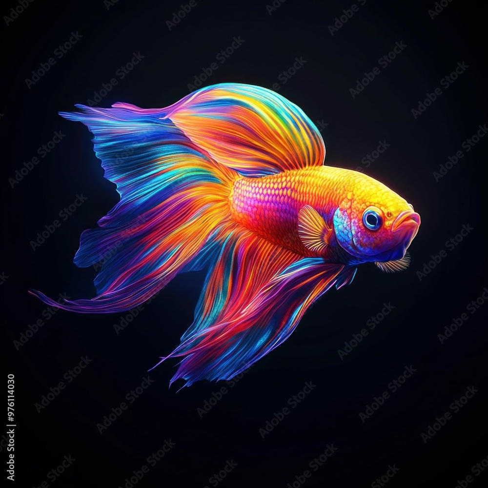 Vibrant Betta Fish with Flowing Colorful Fins. Generative ai Vibrant Betta Fish with Flowing Colorful Fins. Generative ai