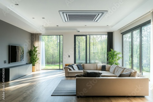 Spacious Modern Living Room with Integrated Ceiling Air Vent photo