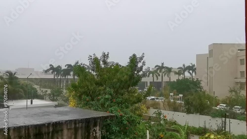 Hurricane 2024 Playa del Carmen Mexico storm and heavy rain. photo