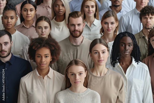 A group of people are standing together, some wearing suits and ties,generative ai image