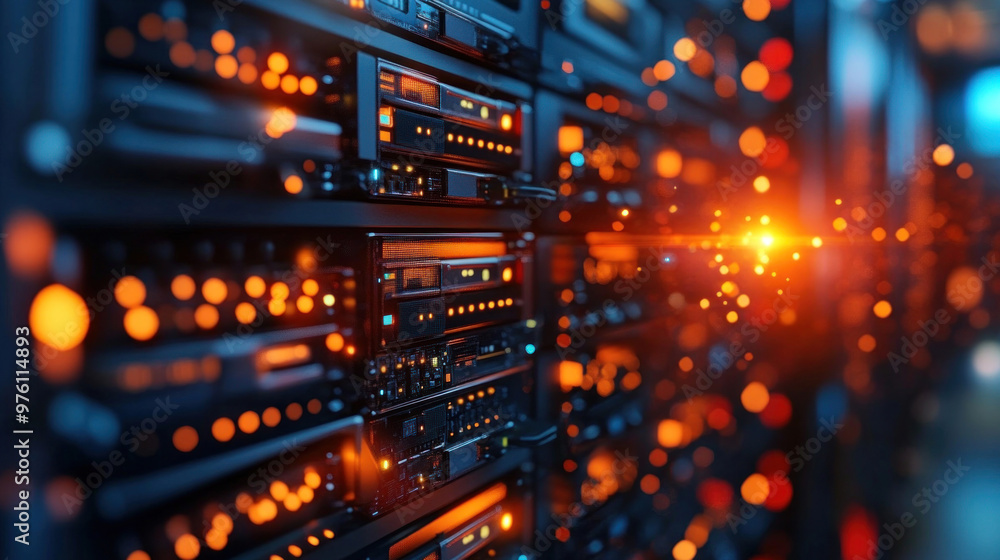 Naklejka premium A mining rig filled with GPUs, running at full capacity, illustrating the process of mining for cryptocurrency.