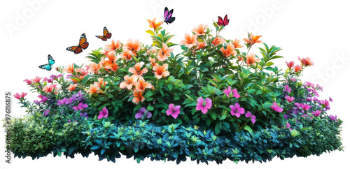 A stunning image of a shrub bursting with bright and colorful flowers renowned for attracting butterflies