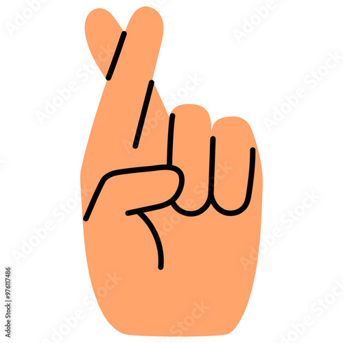 finger cross hand gesture illustration