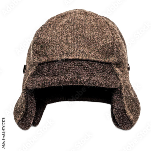 Wool earflap cap isolate on transparent background photo