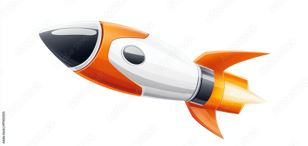 A vibrant orange and white rocket soaring through the sky, symbolizing exploration, adventure, and innovation. A vibrant orange and white rocket soaring through the sky, symbolizing exploration, adventure, and innovation.
