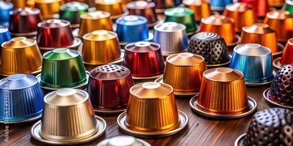 Italian coffee capsules with copy space for espresso machines, perfect for a quick and tasty coffee break Italian coffee capsules with copy space for espresso machines, perfect for a quick and tasty coffee break