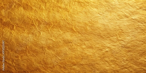 Closeup of the dense and textured structure of old golden paper, with a light orange hue