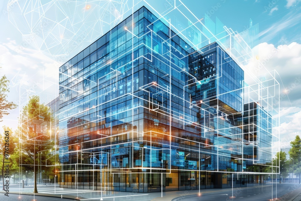 Modern Office Building with Advanced Energy Management Systems and Real-Time Monitoring, Sustainability Design Modern Office Building with Advanced Energy Management Systems and Real-Time Monitoring, Sustainability Design