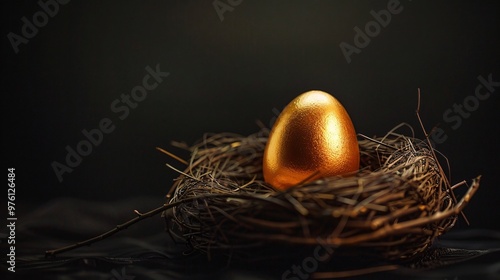 Wallpaper Mural Golden Egg Nest Black Background Easter Concept Torontodigital.ca