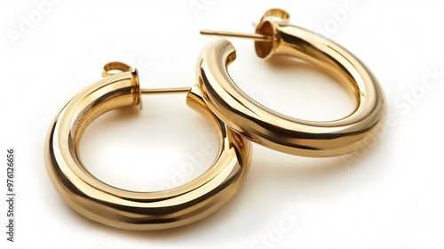 Stunning Gold Hoop Earrings on White Background