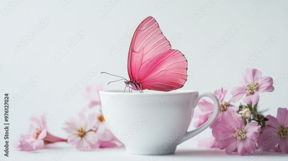 Butterfly on a tea cup Butterfly on a tea cup