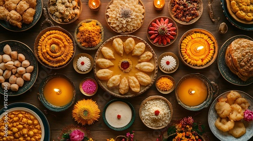 Diwali Feast with Traditional Indian food 