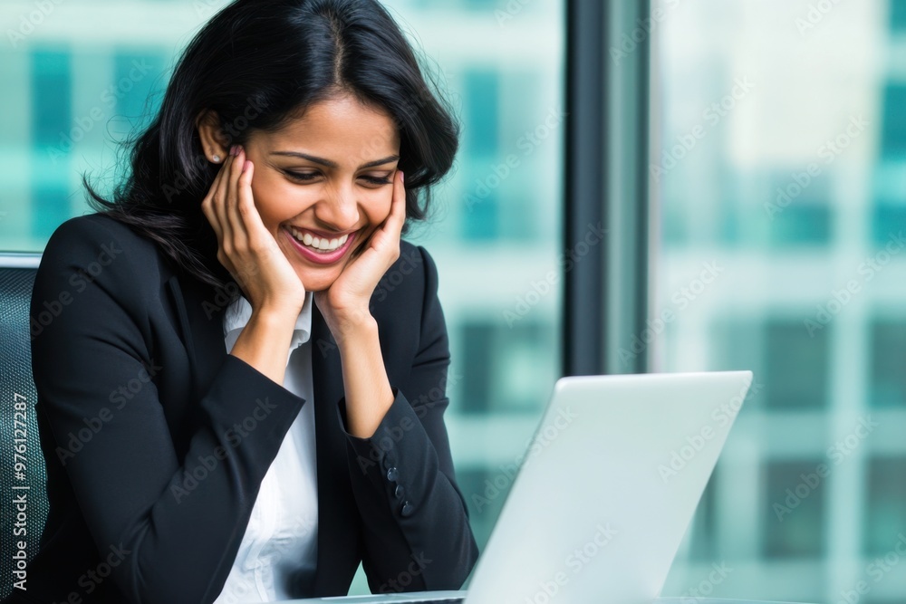 Young happy professional business woman executive working on computer technology in office, busy smiling businesswoman entrepreneur or hr manager using laptop sitting at work desk. Copy space for ads. Young happy professional business woman executive working on computer technology in office, busy smiling businesswoman entrepreneur or hr manager using laptop sitting at work desk. Copy space for ads.