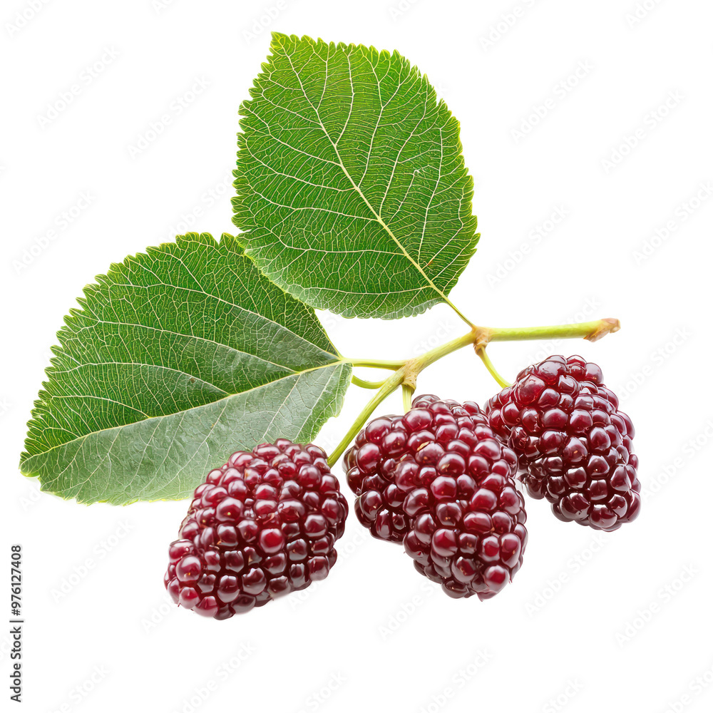 Mulberry with leaf isolated on transparency background Mulberry with leaf isolated on transparency background