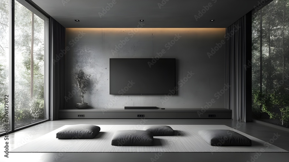 Fototapeta premium modern living room design, elegant minimalistic interior designs, home architecture ideas, renovation ideas,luxury modern house interior design for real estate housing project 
