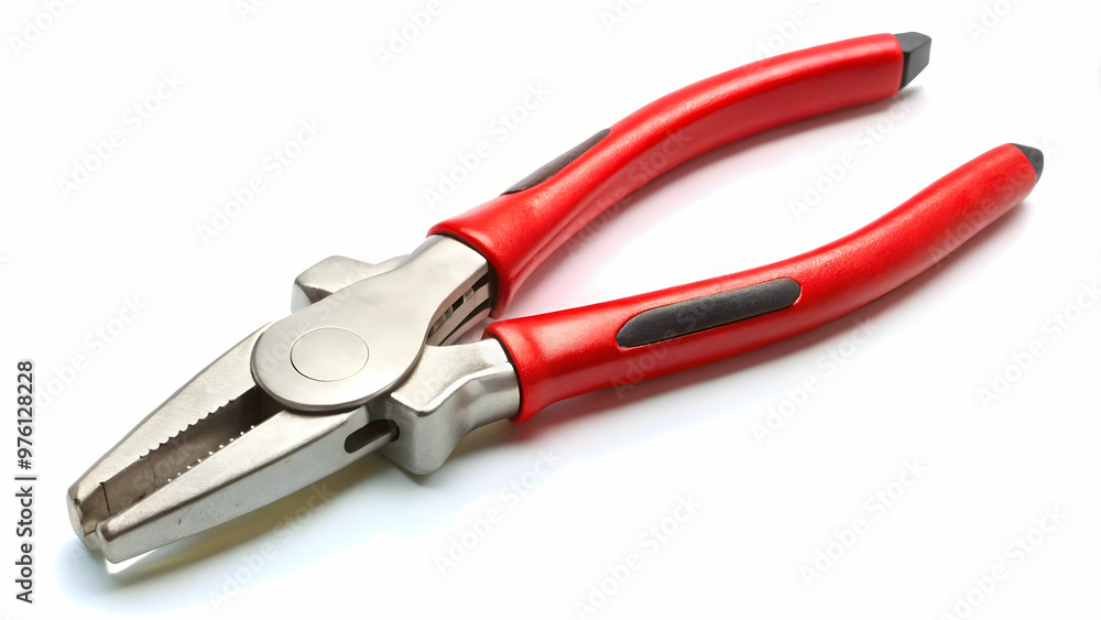 Red-handled combination pliers for versatile construction tasks. Red-handled combination pliers for versatile construction tasks.