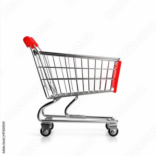 Empty Shopping Cart Isolated on White Background