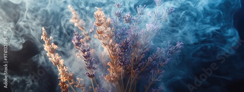 Smoke Enveloping a Bouquet of Dried Lavender photo