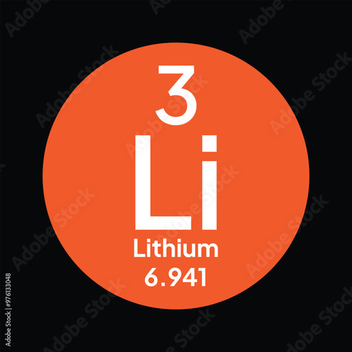 Lithium chemical periodic element icon. Vector chemistry lithium sign