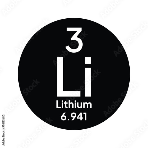 Lithium chemical periodic element icon. Vector chemistry lithium sign