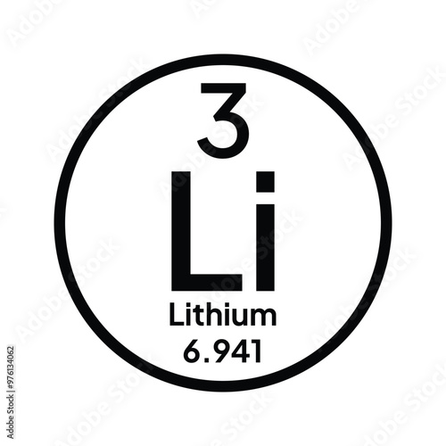 Lithium chemical periodic element icon. Vector chemistry lithium sign