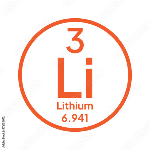 Lithium chemical periodic element icon. Vector chemistry lithium sign