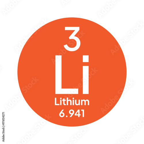 Lithium chemical periodic element icon. Vector chemistry lithium sign