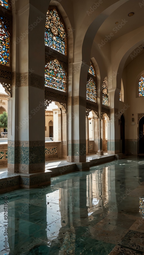 Mosque ablution area for prayer preparation. Mosque ablution area for prayer preparation.