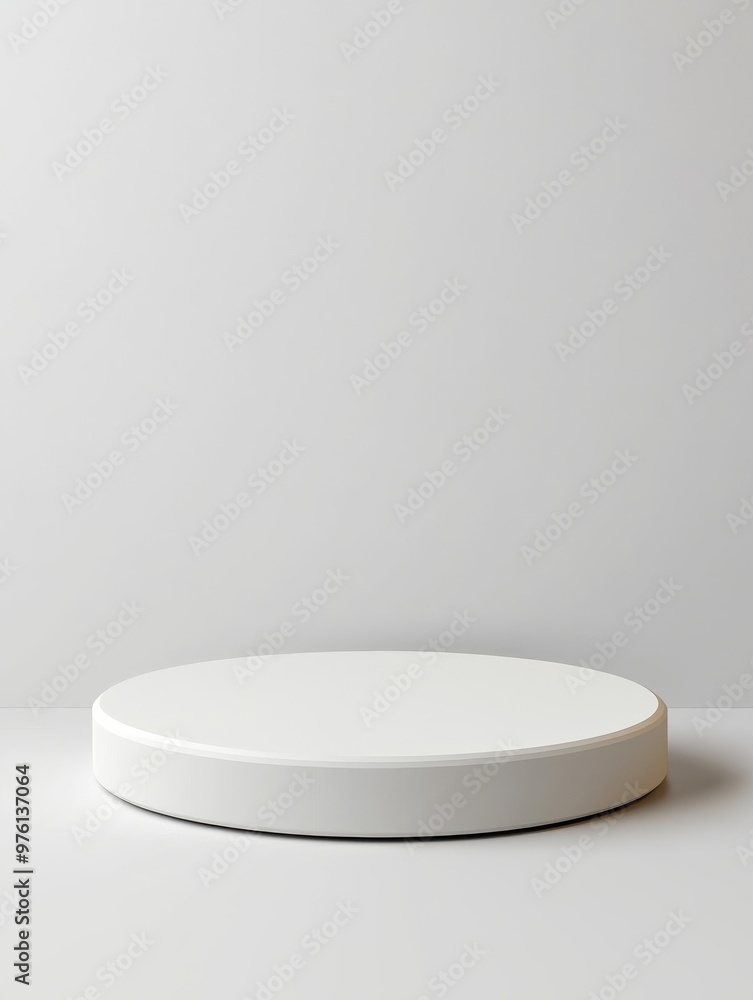 Minimalistic white podium or display platform on plain background Minimalistic white podium or display platform on plain background