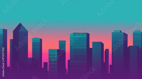 Silhouettes of Skyscrapers in a Vibrant Sunset