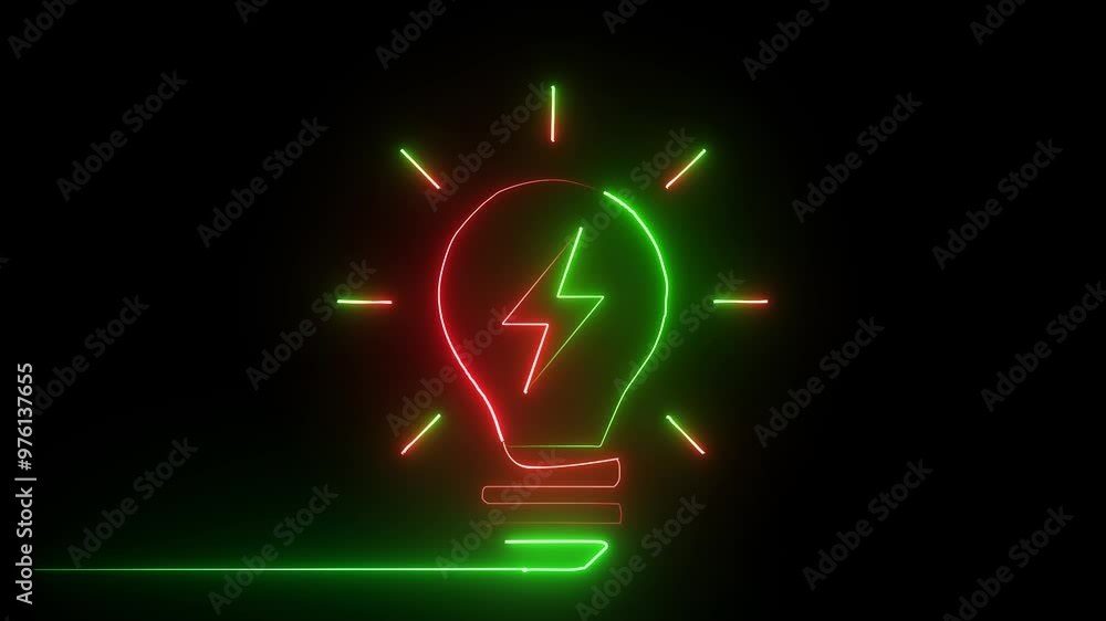 A glowing light bulb Glowing neon Electricity icon isolated on black background. HD Video motion graphic animation. A glowing light bulb Glowing neon Electricity icon isolated on black background. HD Video motion graphic animation.