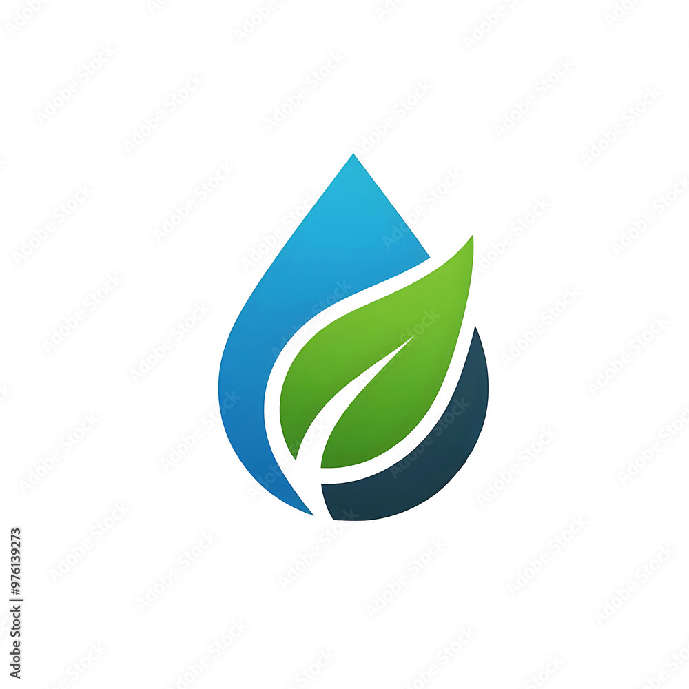 rundes Logo Symbol aus einem blauen Wasser Tropfen, einem grünen Blatt und einer Welle auf leeren weißen Hintergrund als Vorlage für Ökologie Umwelt Nachhaltigkeit und Recycling Schutz Wachstum Natur rundes Logo Symbol aus einem blauen Wasser Tropfen, einem grünen Blatt und einer Welle auf leeren weißen Hintergrund als Vorlage für Ökologie Umwelt Nachhaltigkeit und Recycling Schutz Wachstum Natur
