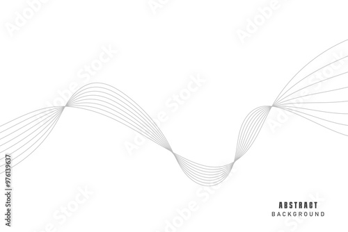 Abstract wave element for design. Digital frequency track equalizer. Stylized line art background. Vector illustration. Wave with lines created using blend tool. Curved wavy line, smooth stripe.
