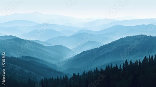 Serene Mountain Ranges in Blue Hues