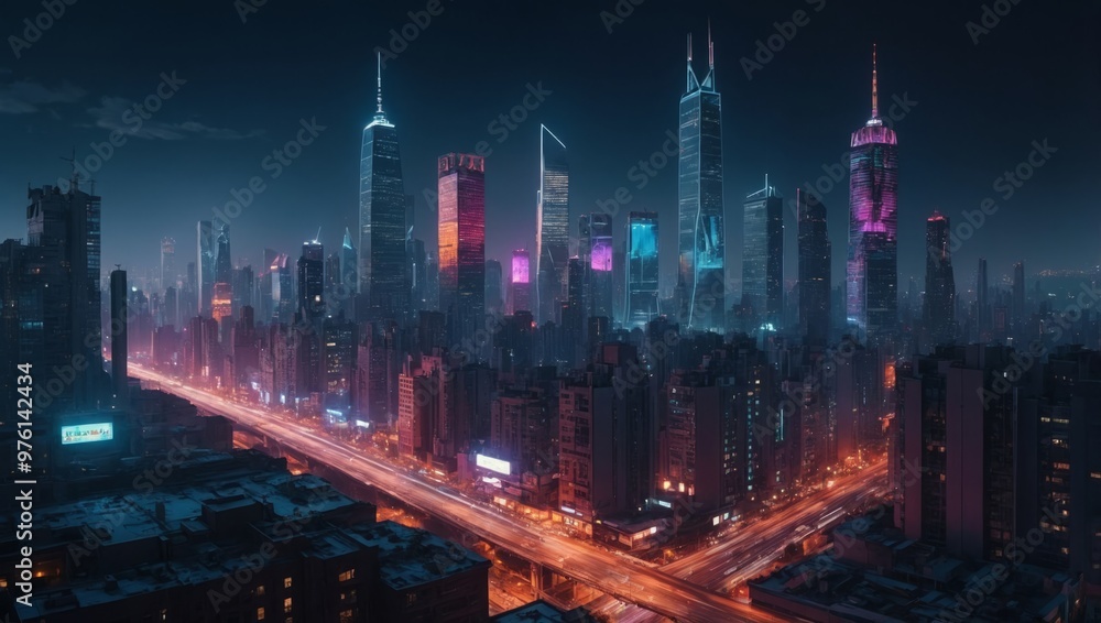 Fototapeta premium night city of the future