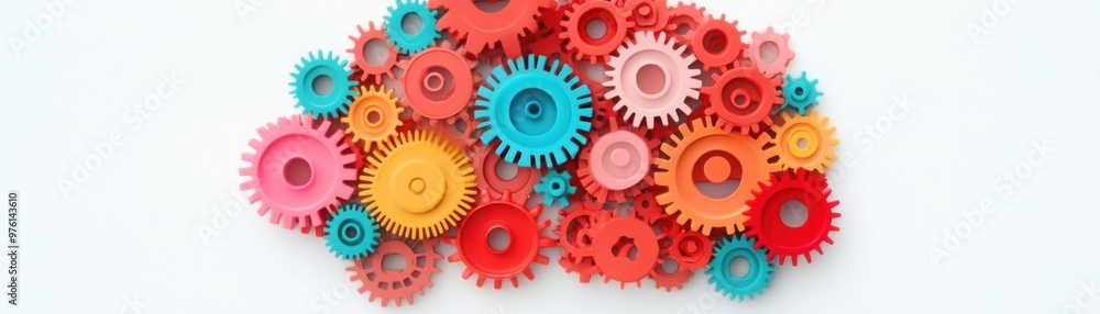 Abstract brain composed of colorful gears and cogs, symbolizing creativity, creativity, business idea generation Abstract brain composed of colorful gears and cogs, symbolizing creativity, creativity, business idea generation