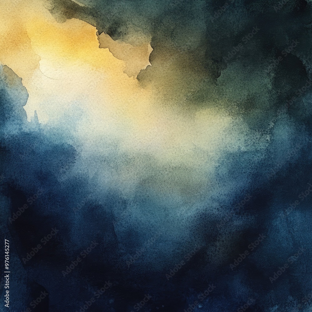 A stunning watercolor background featuring deep blue and golden hues, perfect for artistic and creative projects.